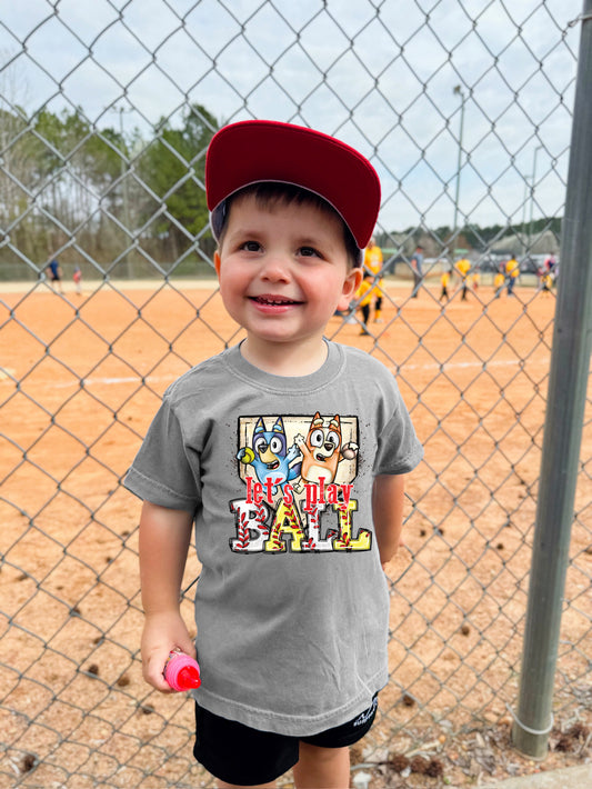Let’s play ball softball and baseball blue dog
