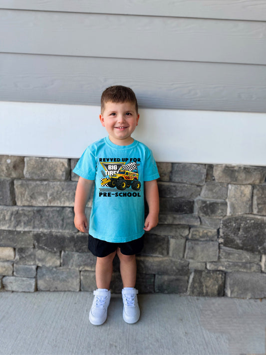 Reved up for preschool monster truck bus classroom crusher