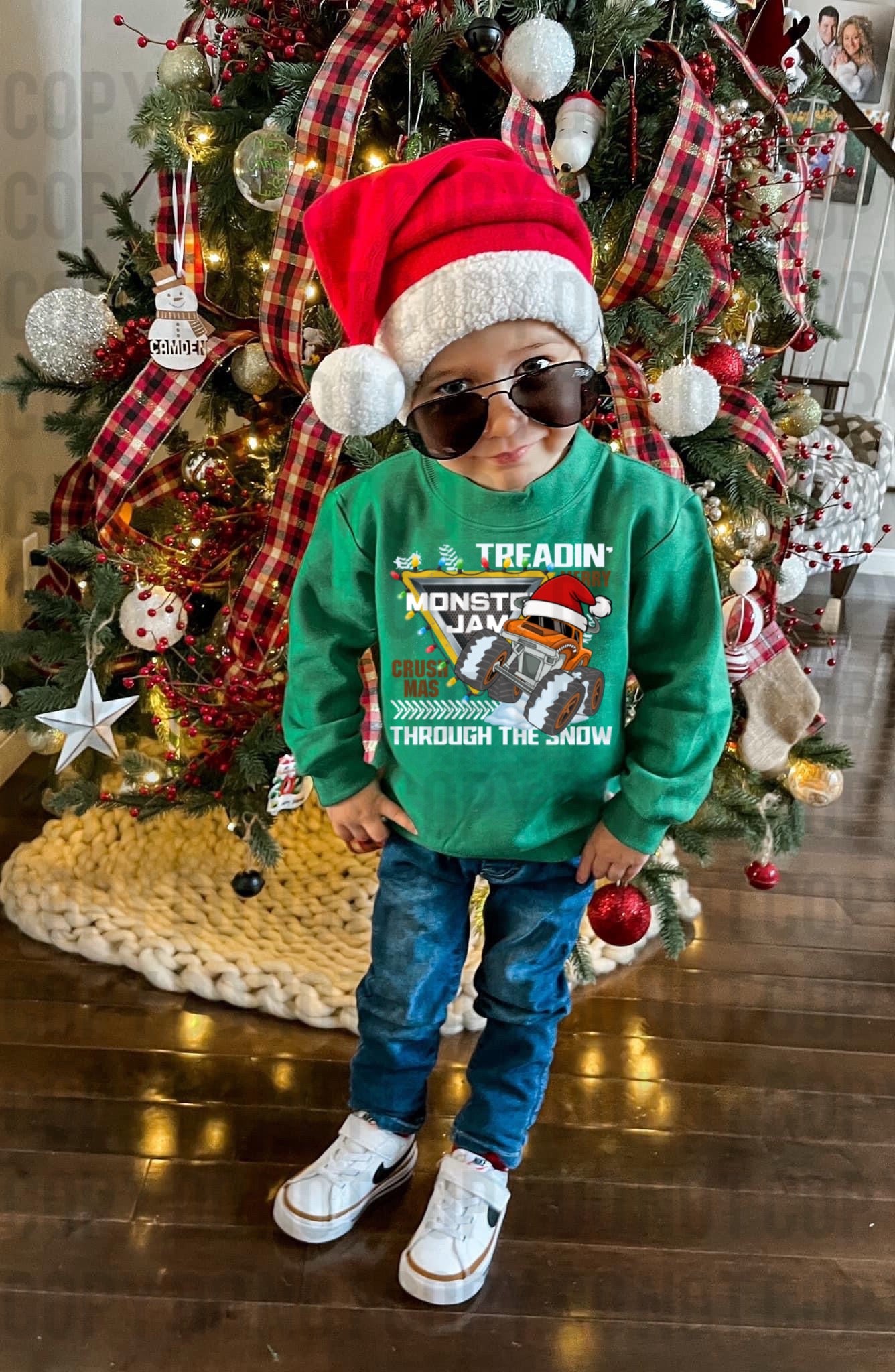 Treadin through the snow monster mutt monster trucks