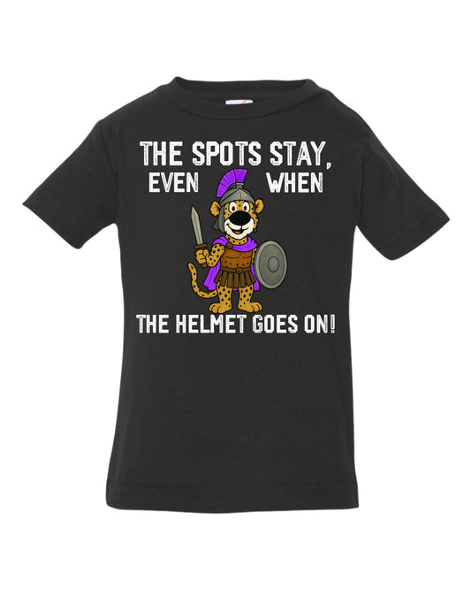 The spots stay even when the helmet goes on