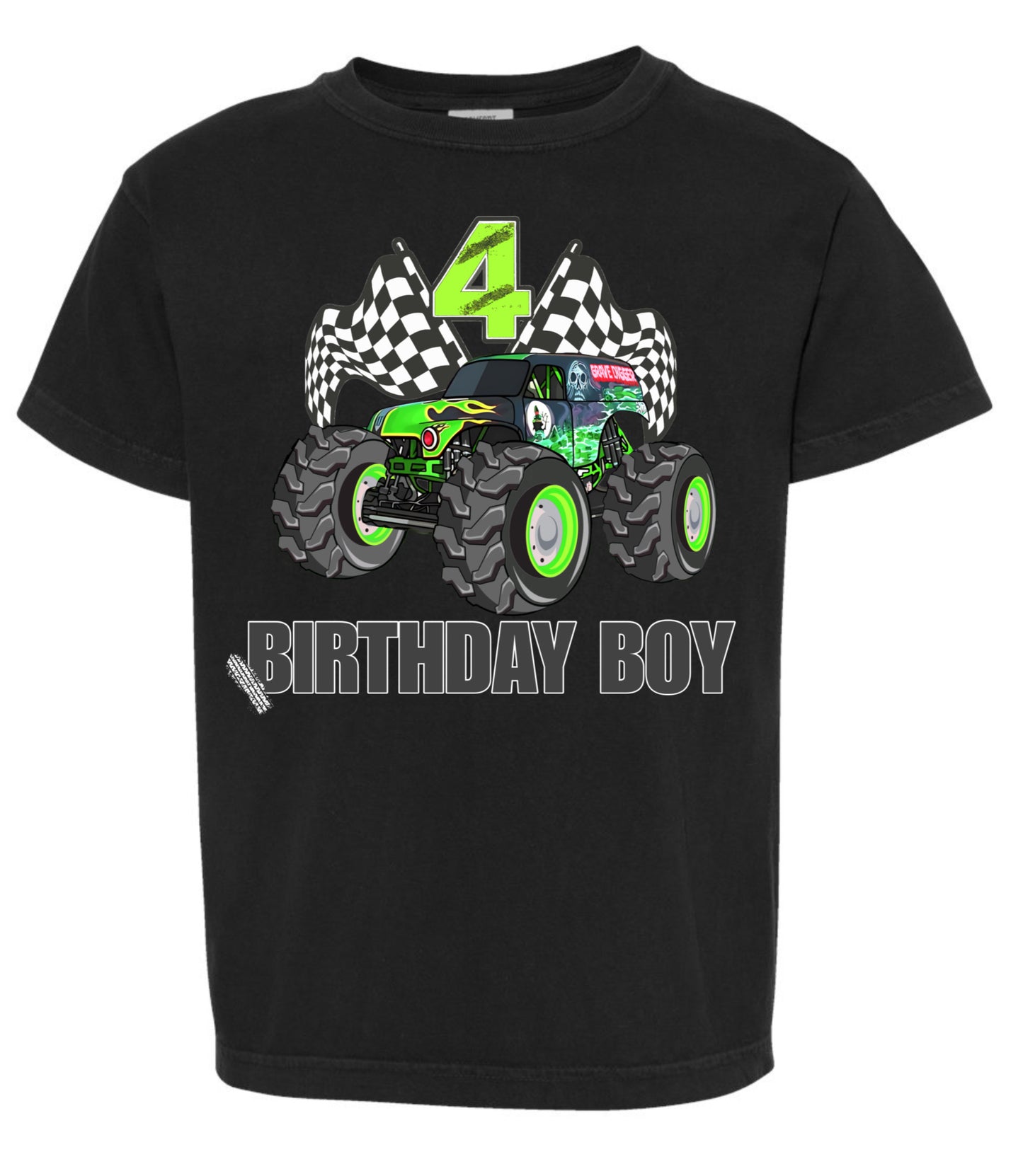 Monster truck birthday boy