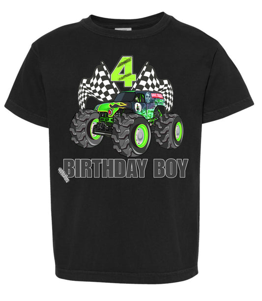 Monster truck birthday boy