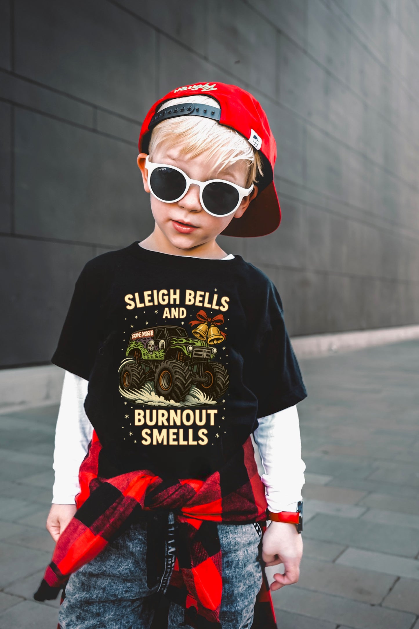 Sleigh bells and burnout smells monster truck add