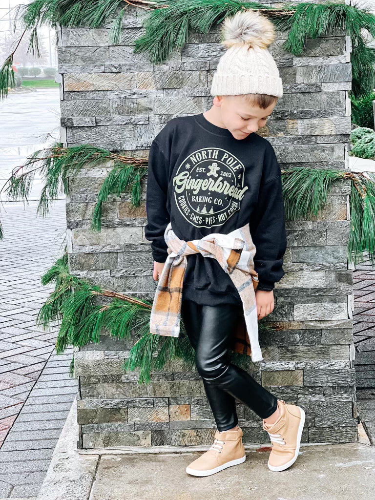 North Pole gingerbread baking co( black sweatshirt)