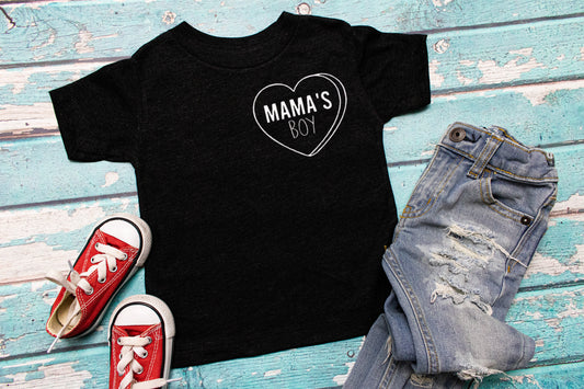 Mamas boy( black with white heart)