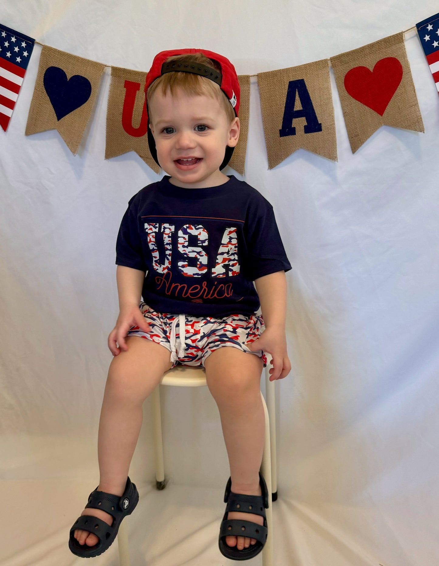 USA red white blue camo(navy SHIRT ONLY)