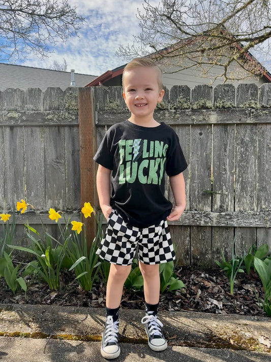 Feelin lucky green and white check