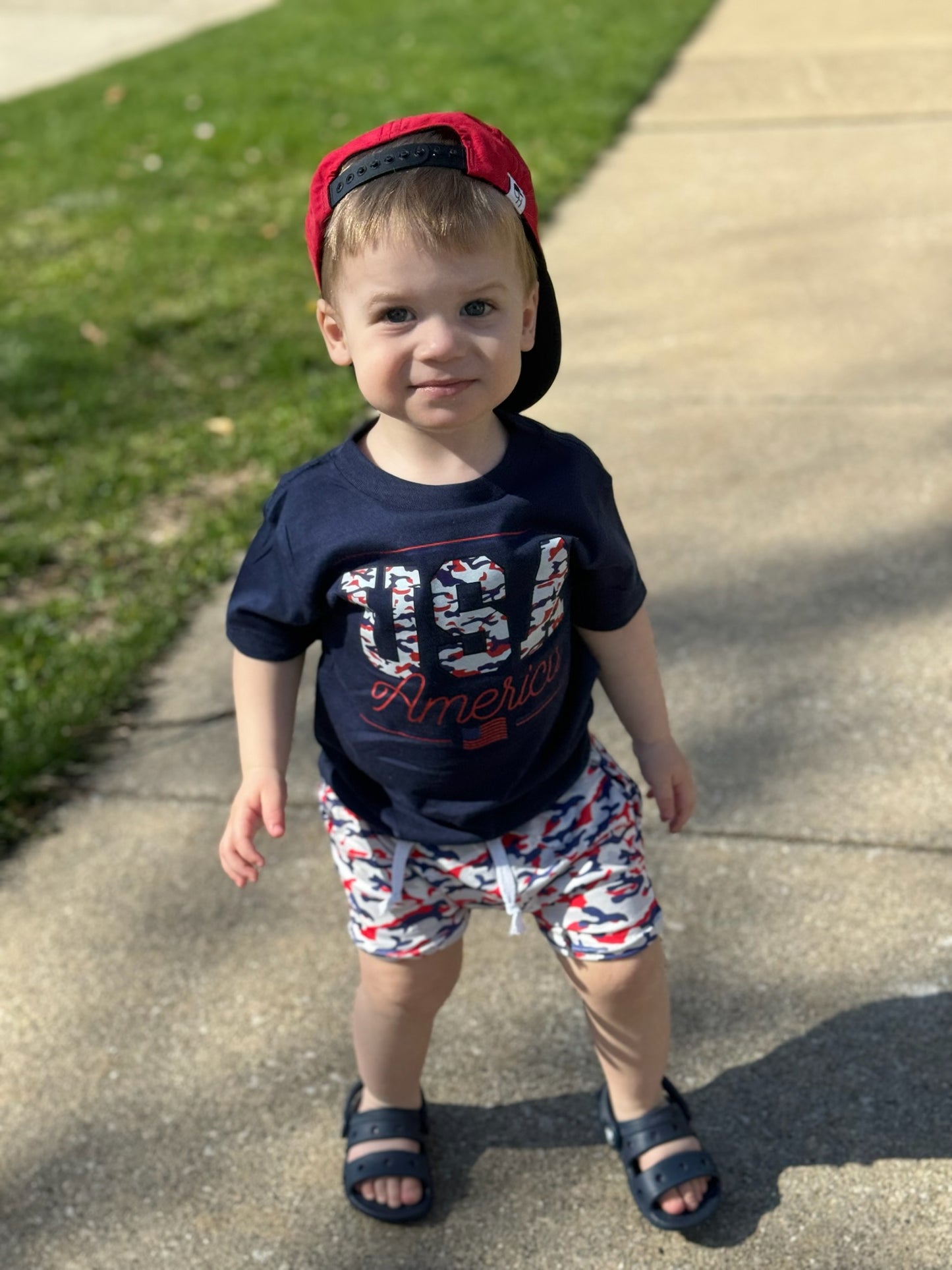 USA red white blue camo(navy SHIRT ONLY)