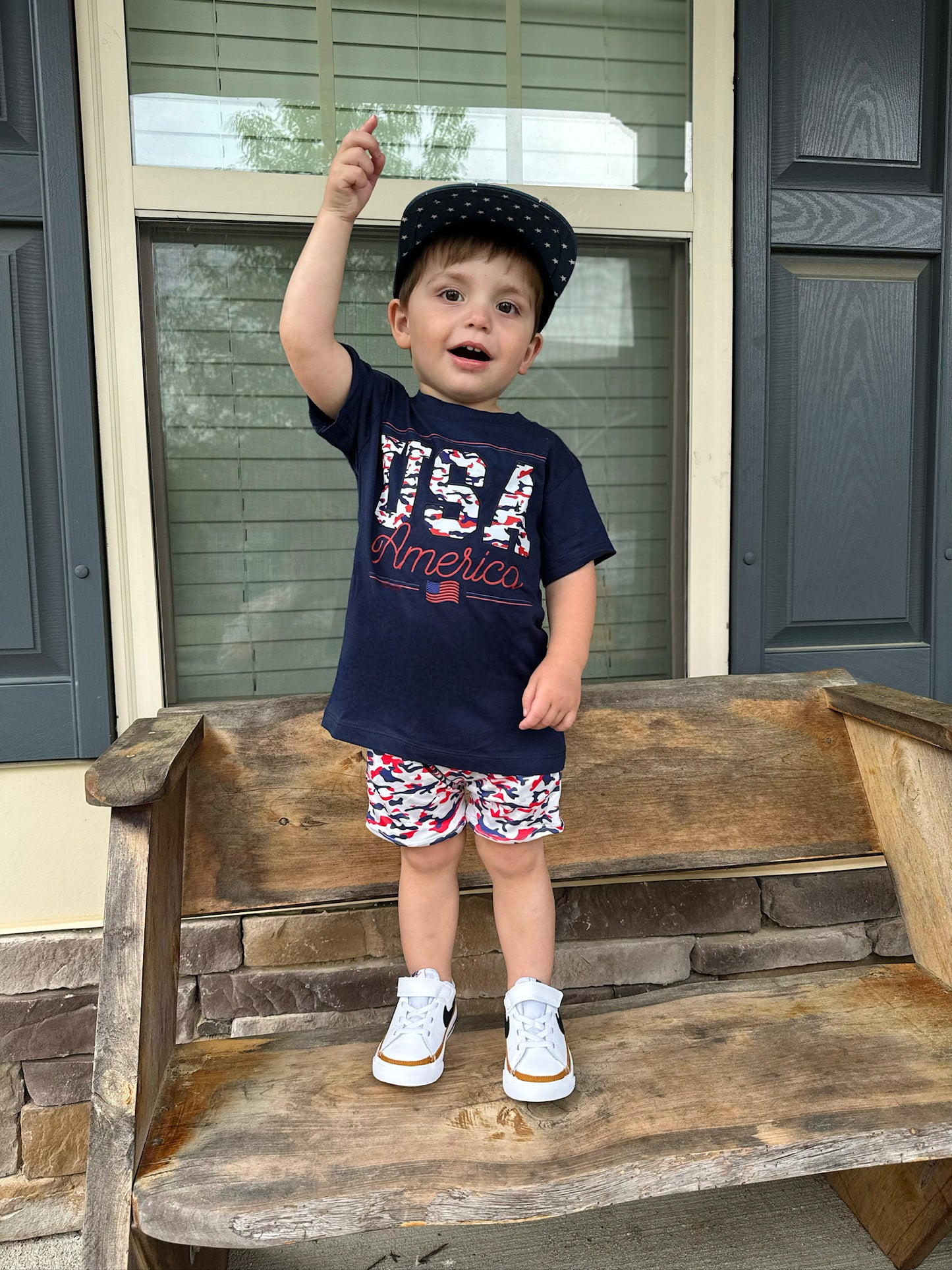 USA red white blue camo(navy SHIRT ONLY)