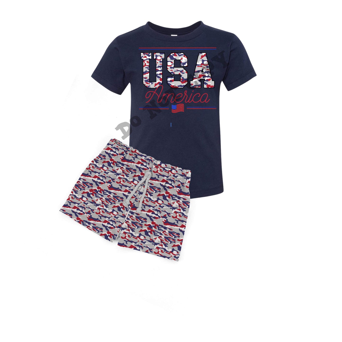 USA red white blue camo(navy SHIRT ONLY)