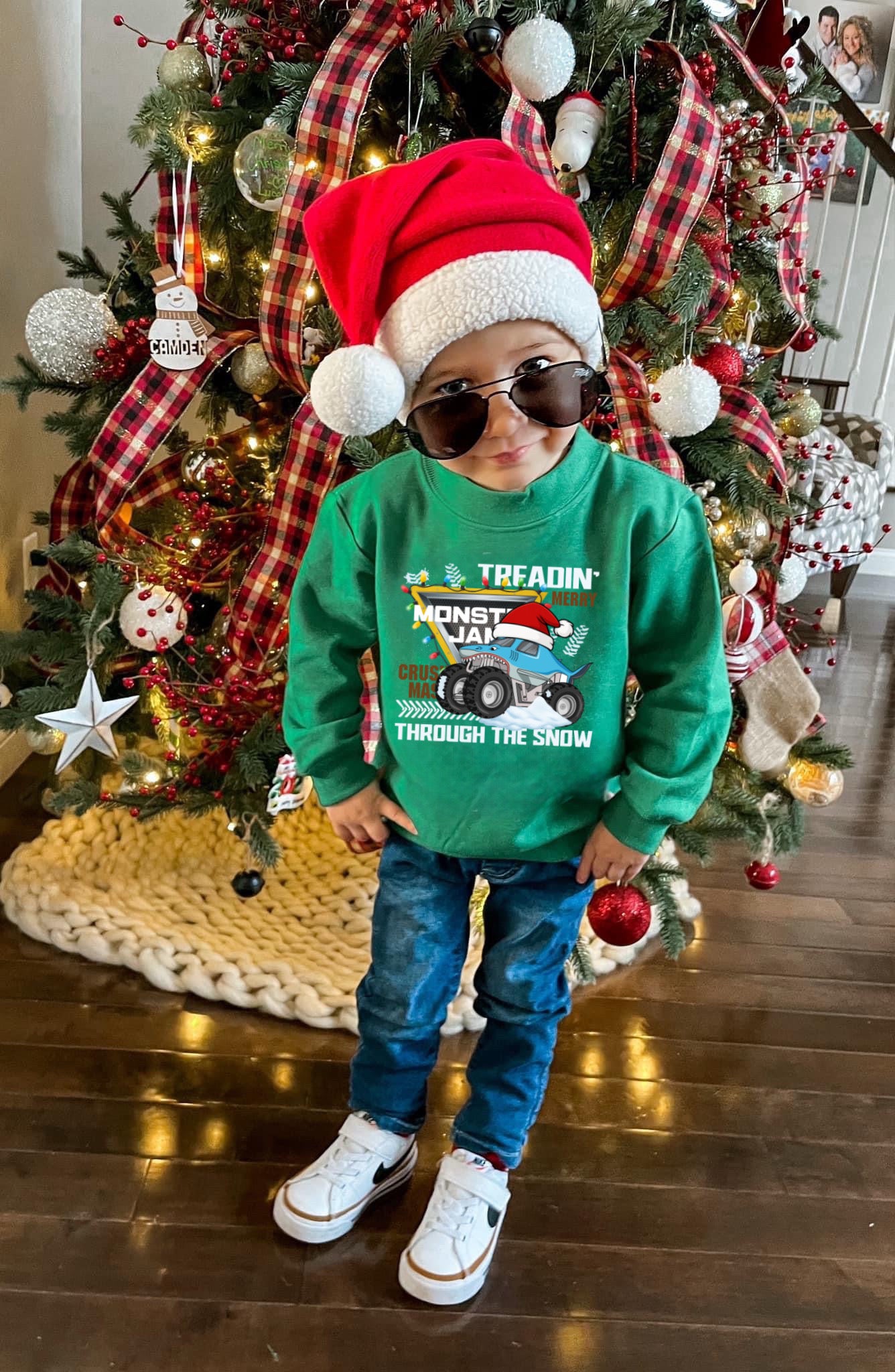 (Treading through the snow megalodon monster trucks