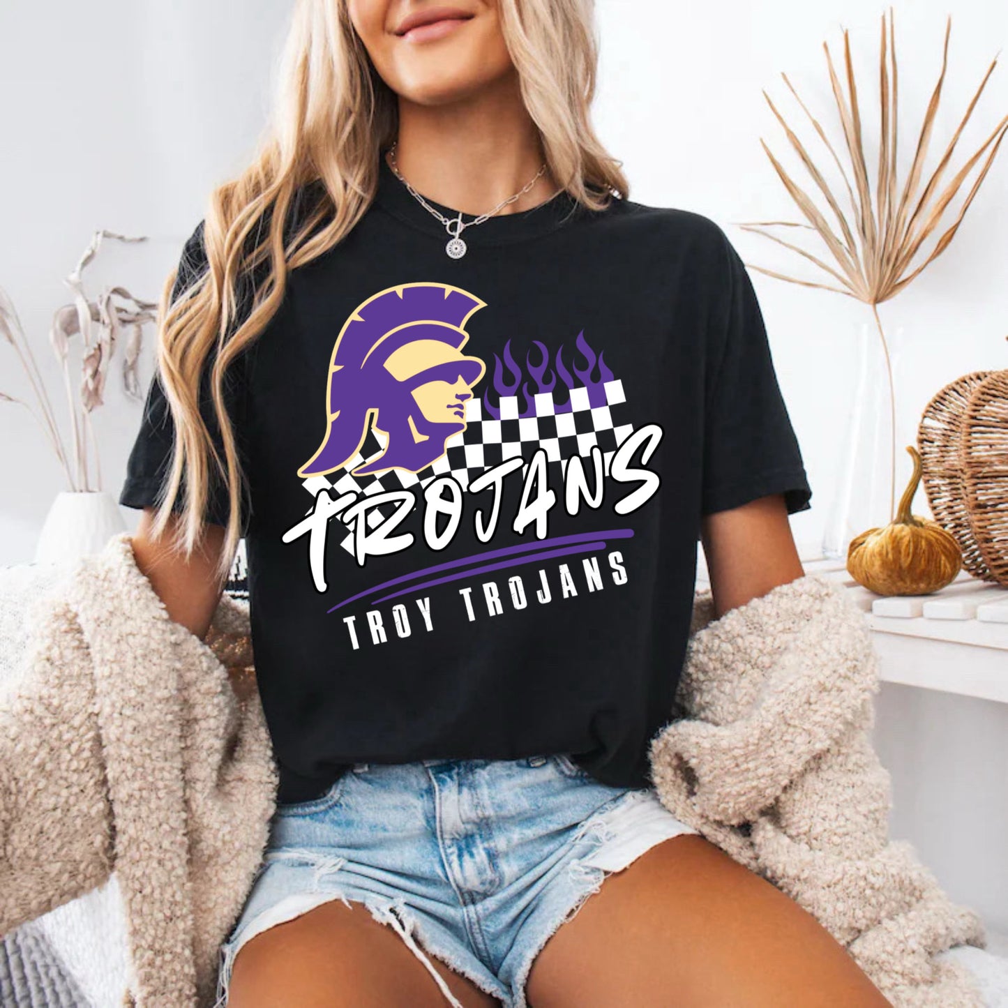 Troy Trojans checkered flames