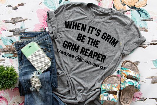 When it’s grim be the reaper with date.( gray)