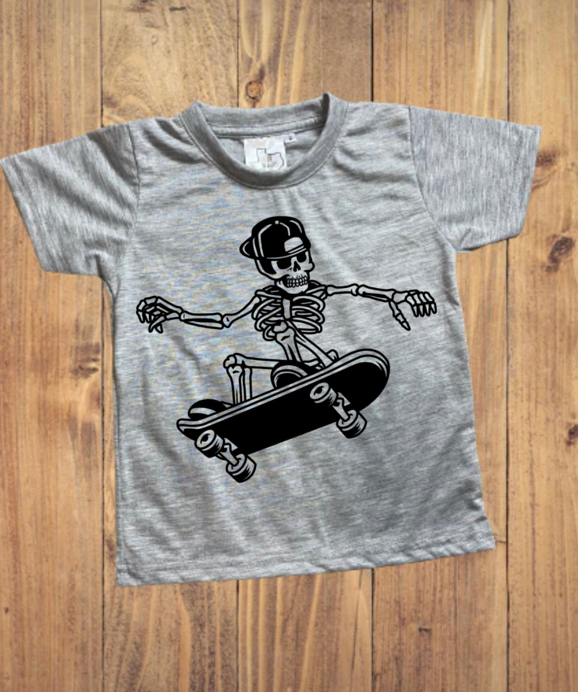 Skeleton on skateboard